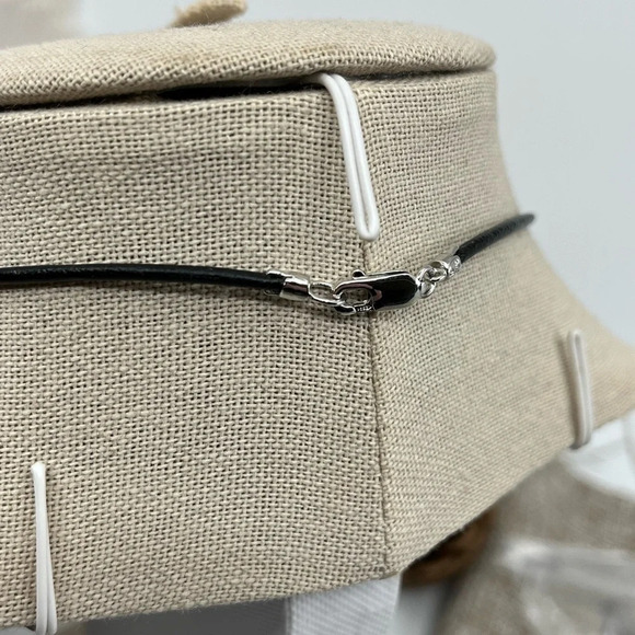 Technibond Classic Platinum-Bonded Sterling Silver Necklace with Black Cord - Picture 6 of 13